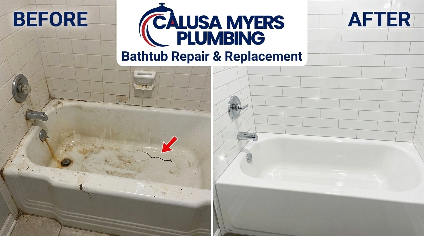 Before and After Bathtub Repair and Replacement in Fort Myers Florida - Calusa Myers Plumbing