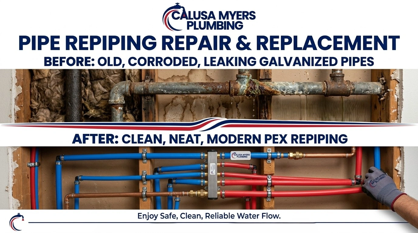 Licensed pipe repiping specialist installing new PEX pipes in a Fort Myers FL home
