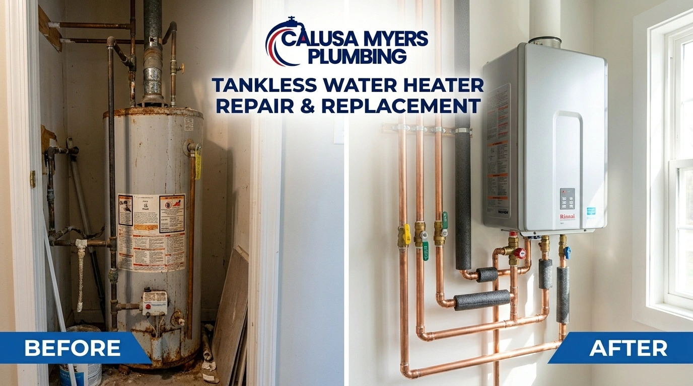 Professional tankless water heater repair and replacement service by Calusa Myers Plumbing in Fort Myers FL