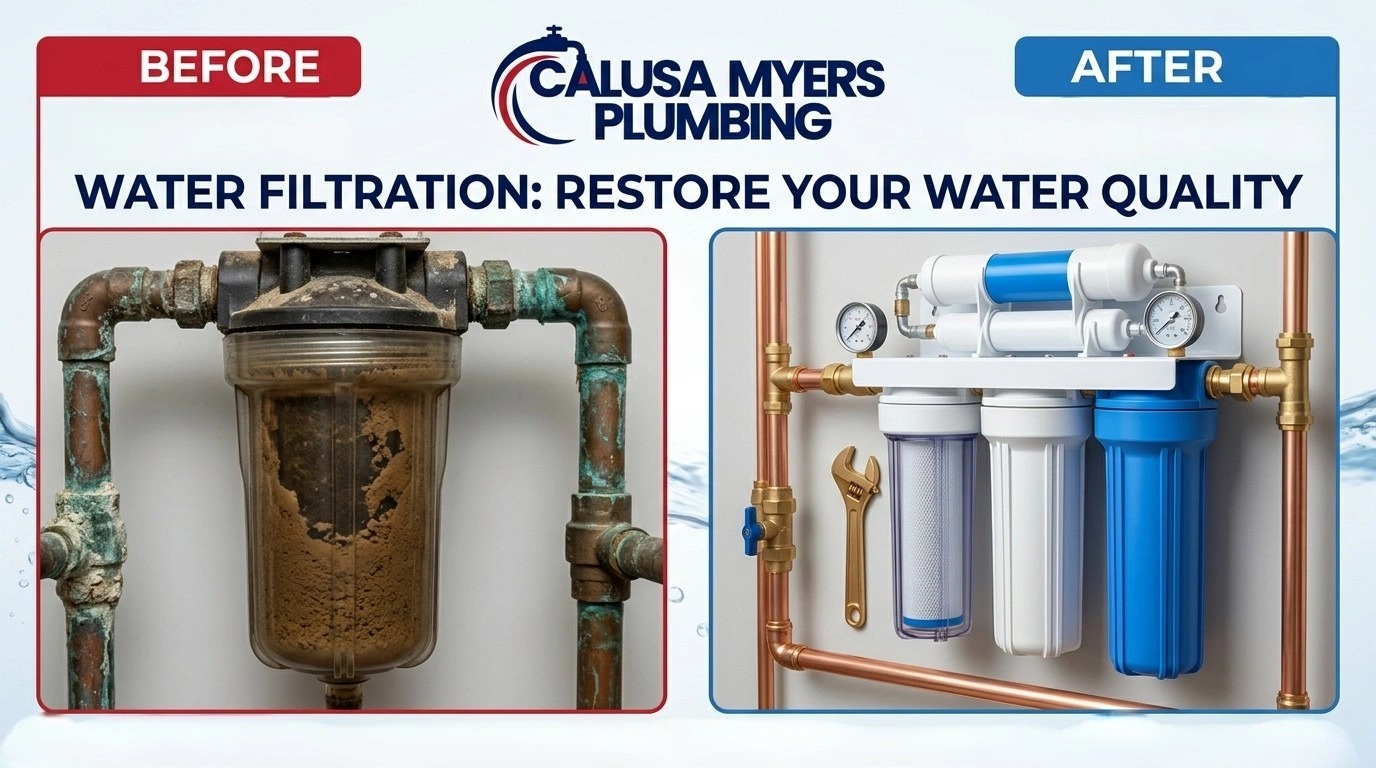 Before and After Water Filtration Repair and Replacement in Fort Myers FL by Calusa Myers Plumbing