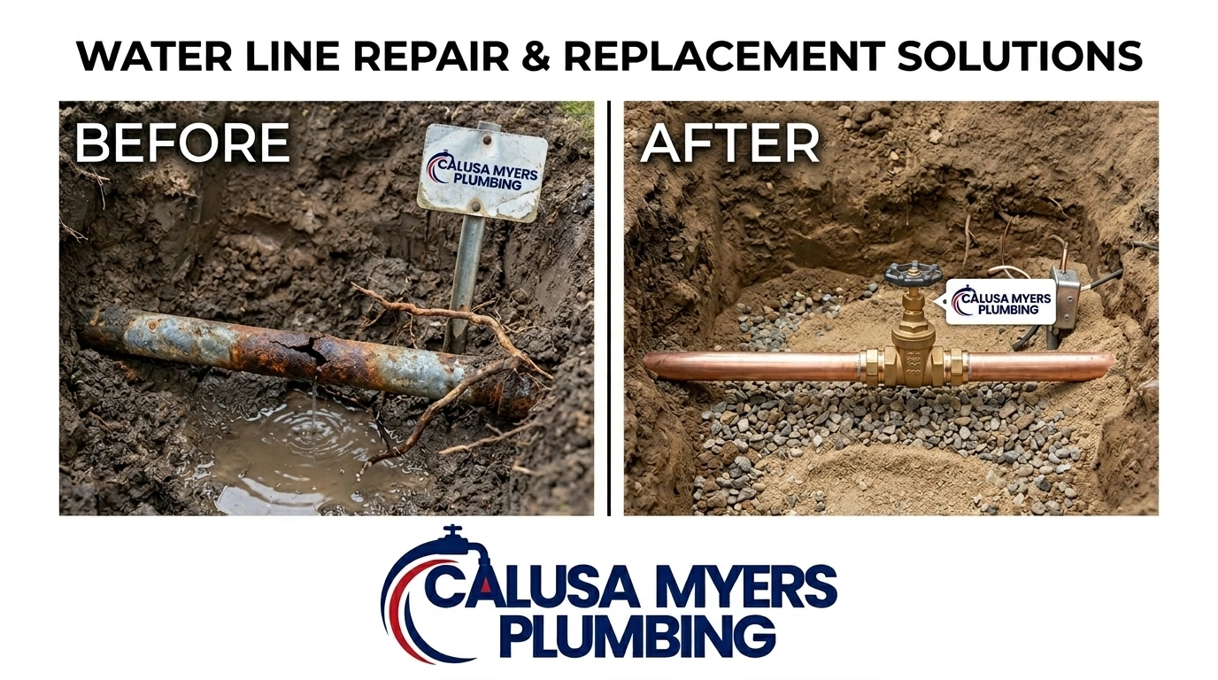 Before and After Water Line Repair and Replacement in Fort Myers FL by Calusa Myers Plumbing