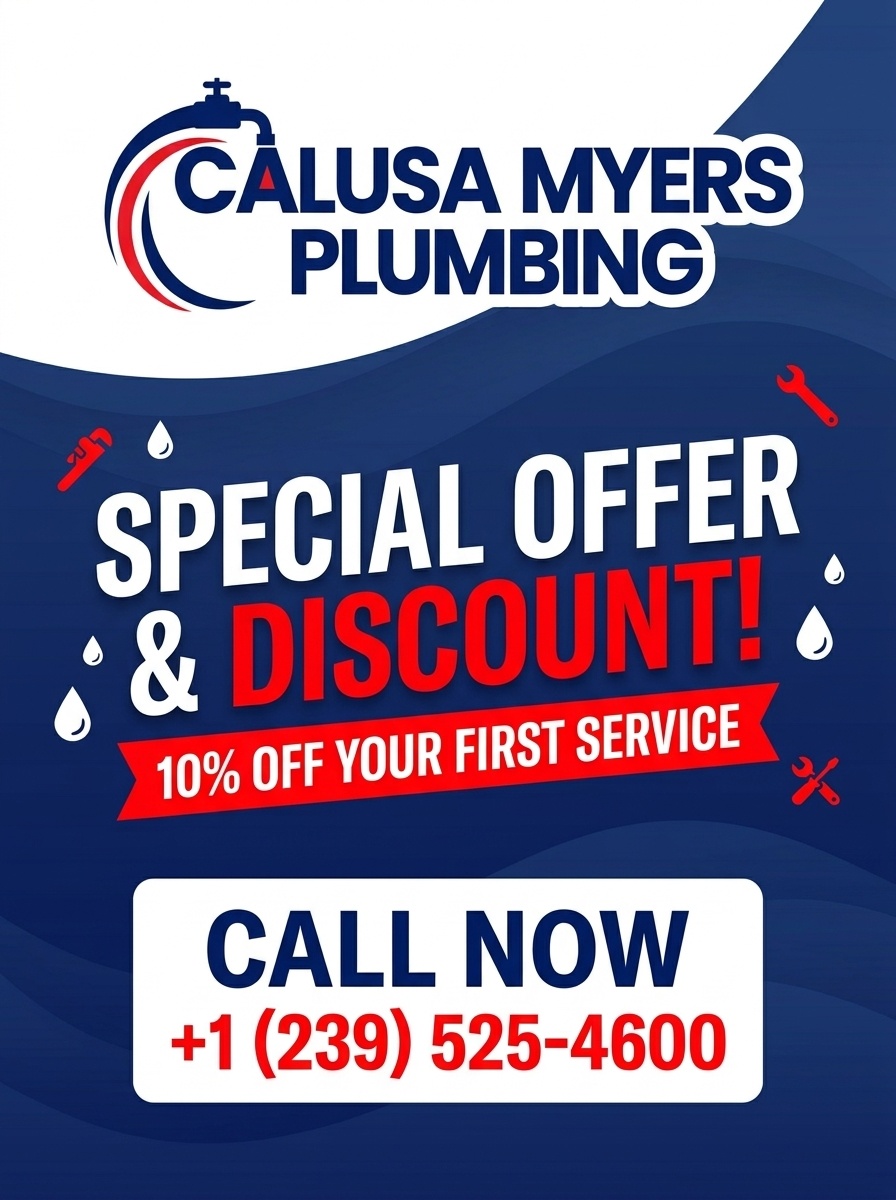 Calusa Myers Plumbing special offer and discount banner for Fort Myers FL plumbing services